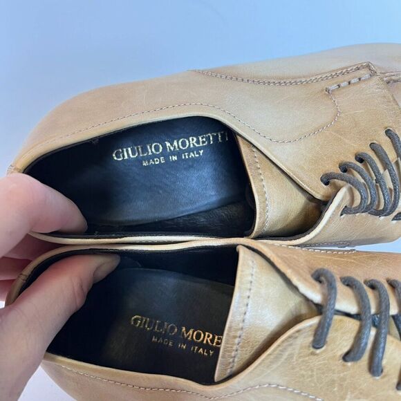 Giulio Moretti Tan Distressed Leather Oxford Shoes - Picture 9 of 9